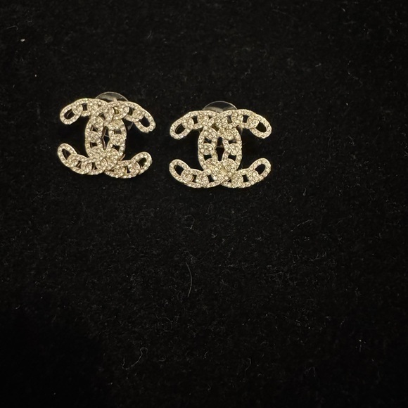 CHANEL Gold Crystal Embellished Earrings - Picture 1 of 6